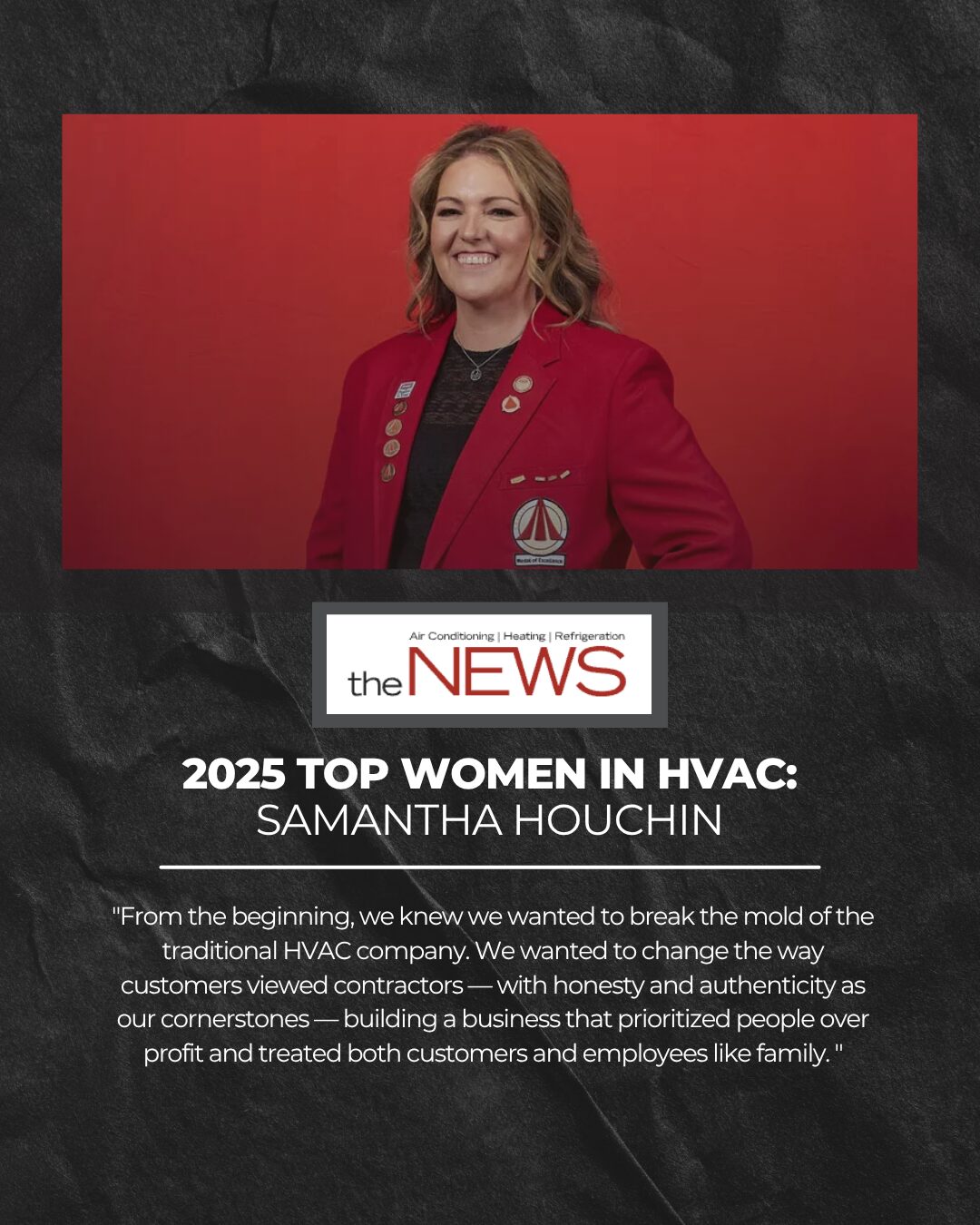 image of samantha houchin with text below outlining "2025 Top Women in HVAC"